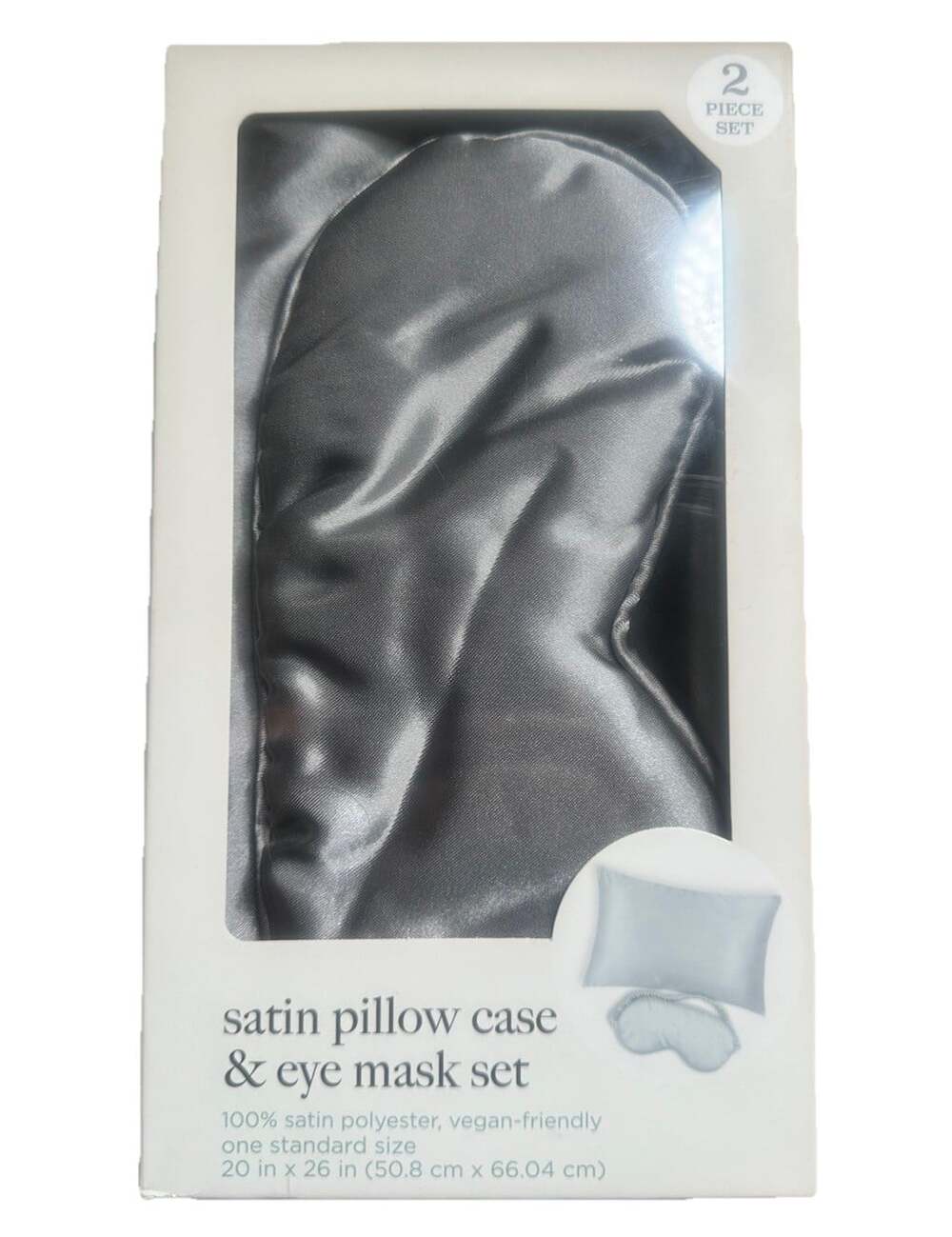 Satin Pillow Case & Eye Mask Gift Set Silver